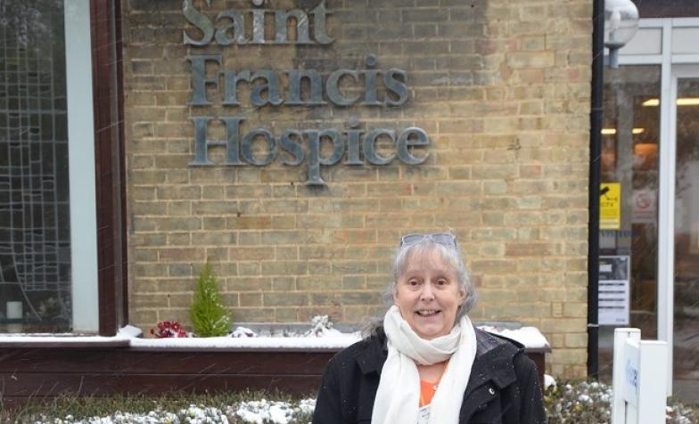 ann dalgliesh outside hospice building