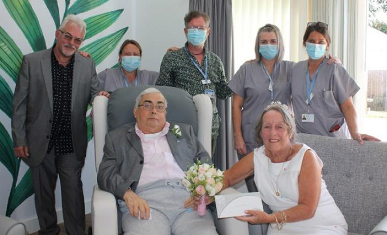 Chas and Shirley on their wedding day at Fair Havens Hospice