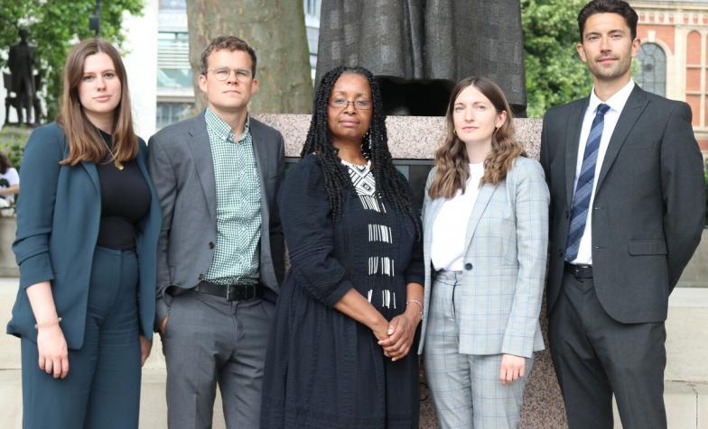 Dying Matters campaigner Maureen Anderson and the Dying Matters team outside Westminster 