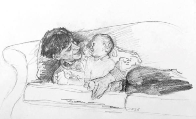 Drawing of Jo and her dad