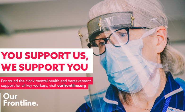 Our Frontline call to action image, a nurse in full PPE