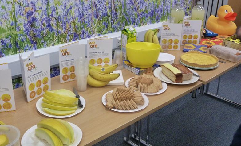 Food laid out at a go yellow party