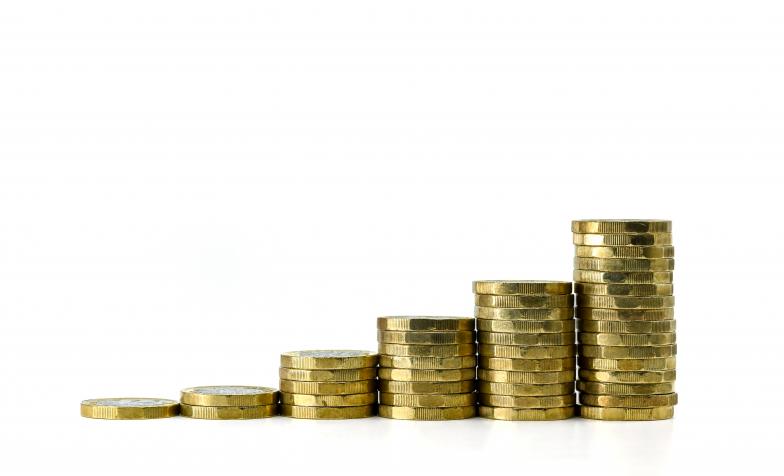 Stack of £1 coins