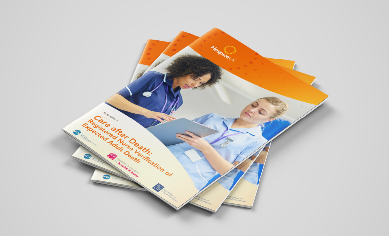 A mockup showing the new front cover of the Care after Death RNVoEAD guidance