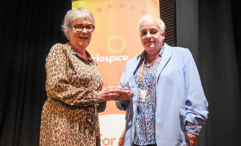 Sophie Andrews OBE, Chief Executive of Noah's Ark Children's Hospice, receives the Michael Howard Hospice Team of the Year award 2024