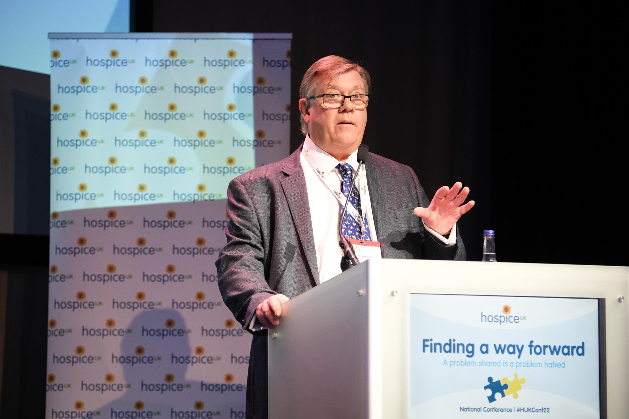 Paul Jennings, Hospice UK's Chair of the Board of Trustees, speaking at the 2022 National Conference