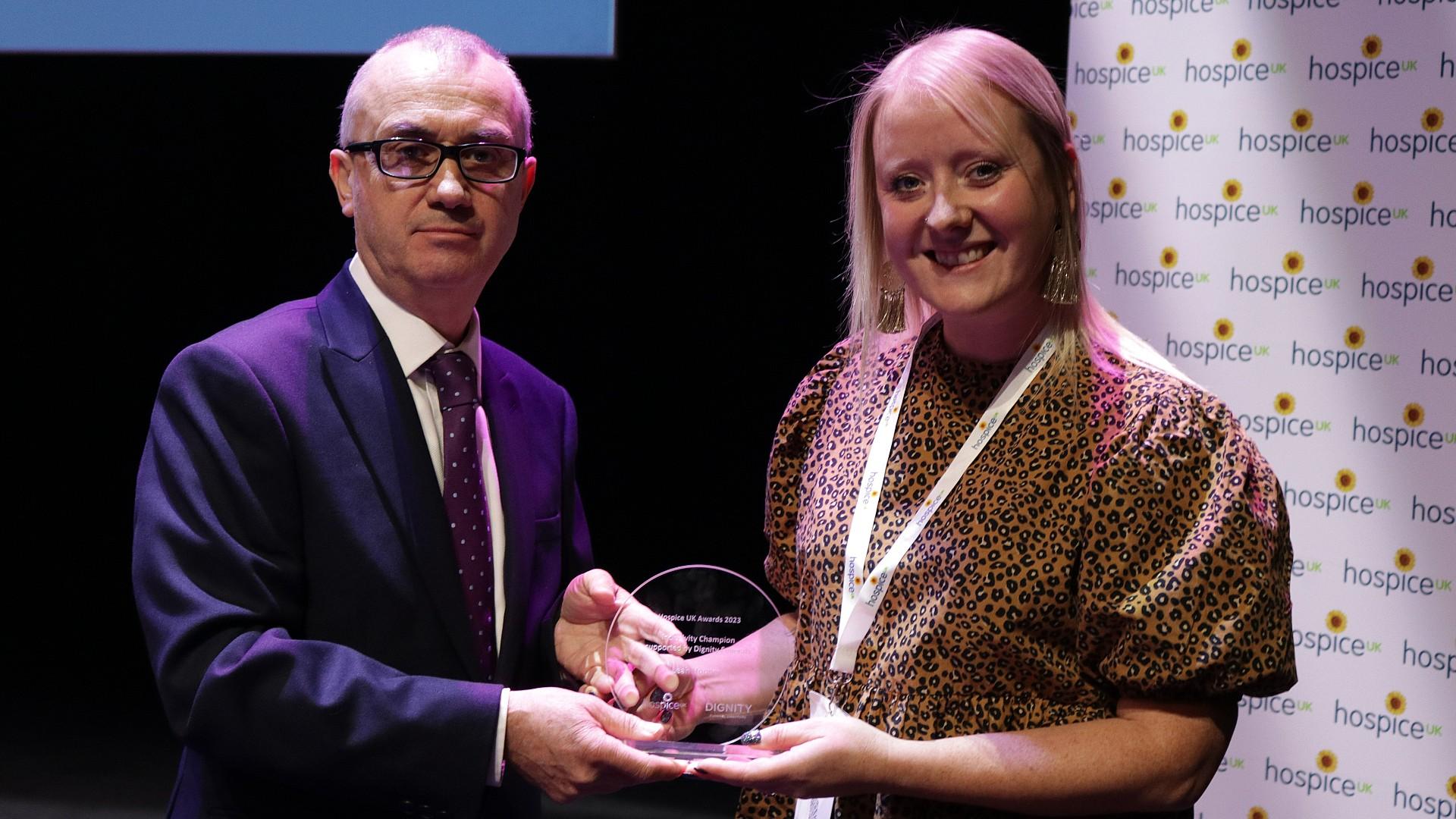 Leah from Pendleside Hospice was the 2023 Inclusivity Champion award winner