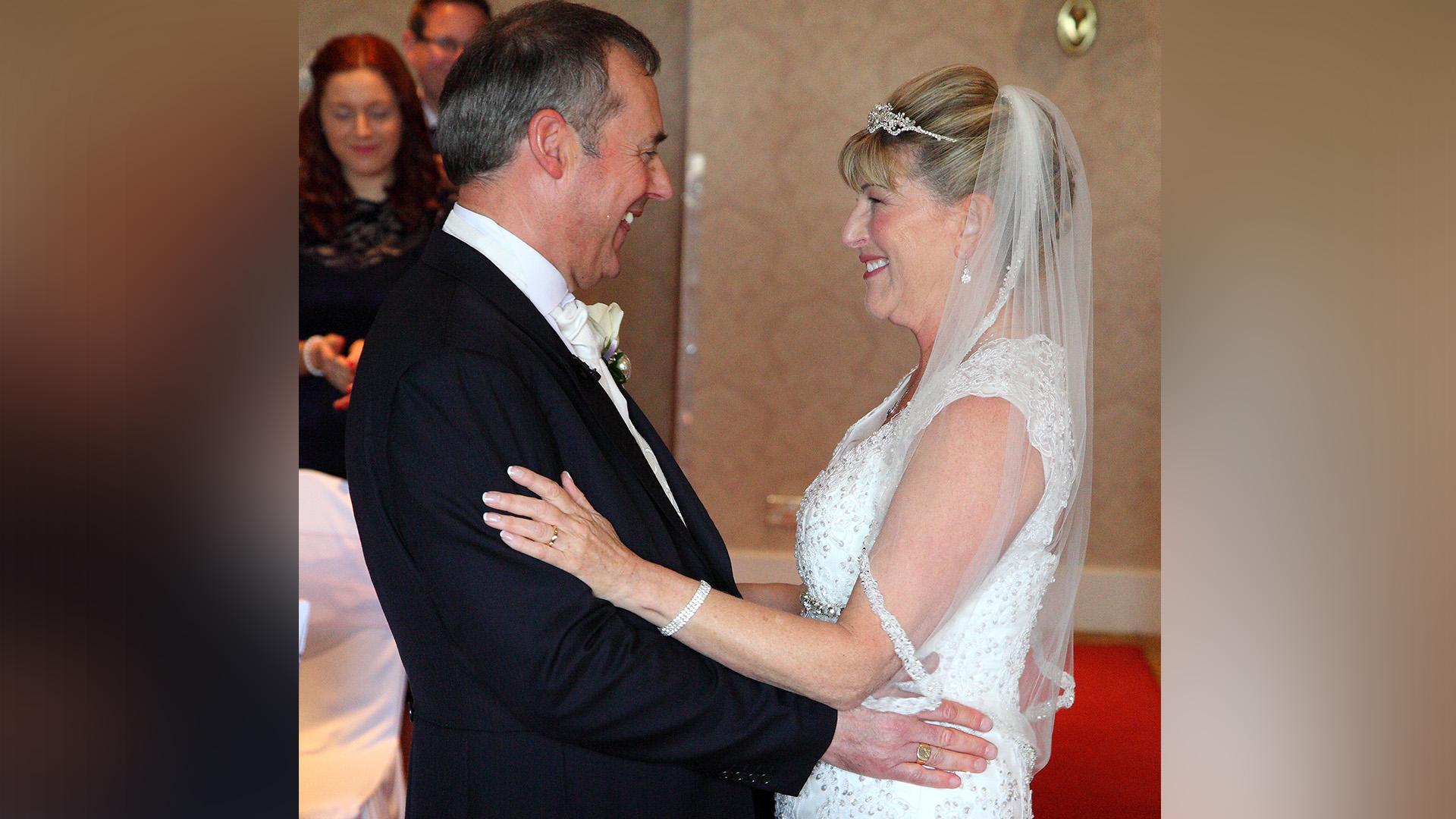 Alan and Hazel getting married - he was later diagnosed with Motor Neurone Disease (MND)