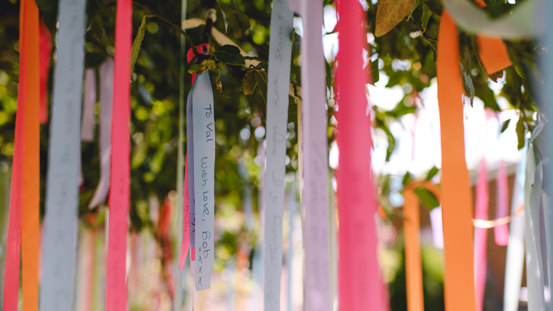 Memory ribbons from a hospice fundraising event