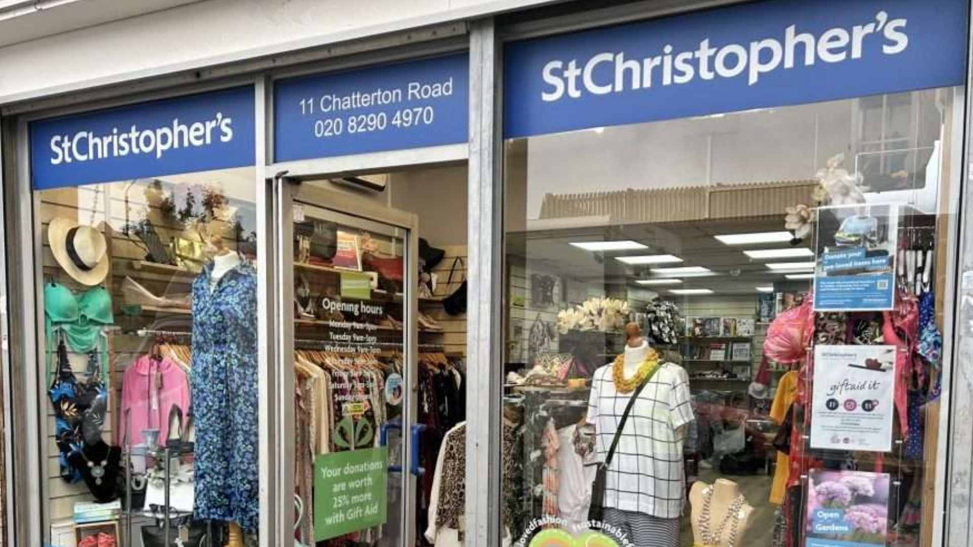 The front window of a charity shop