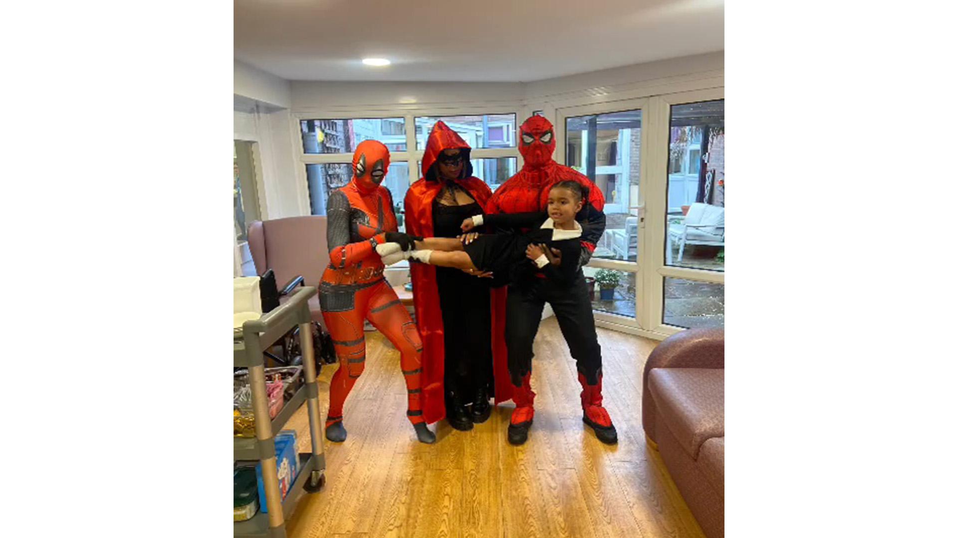 Anthony's family dressed up at Marvel superheros for their Christmas Day at the hospice