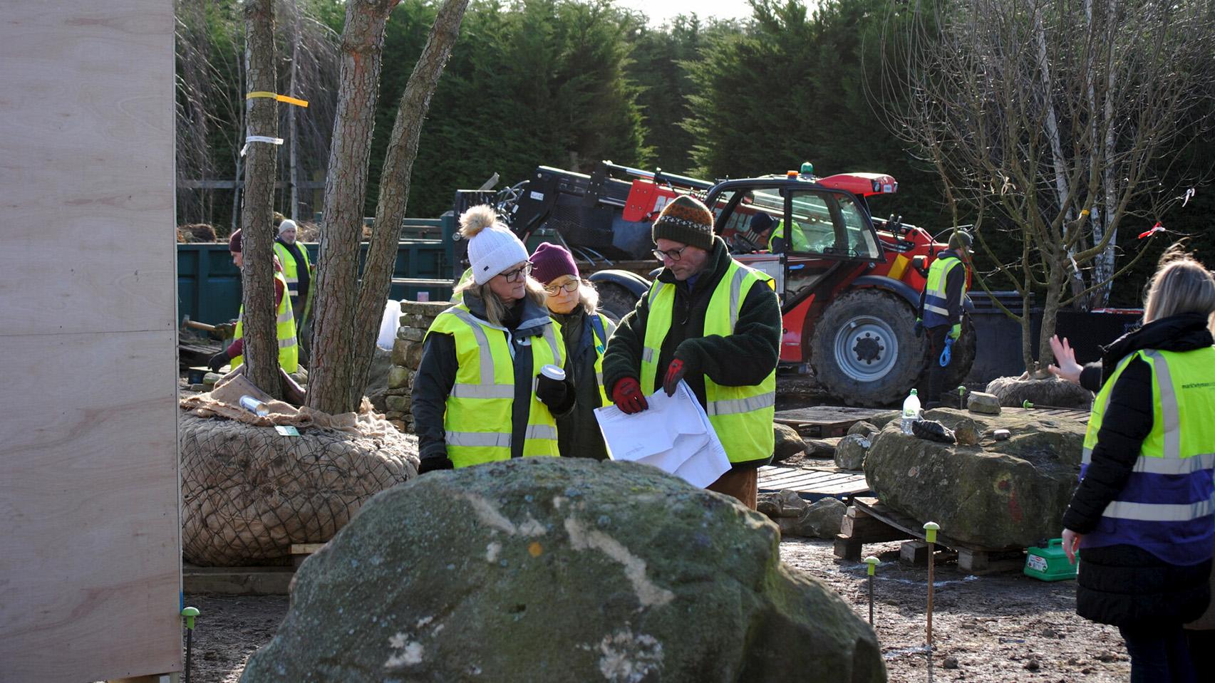 Tom Hoblyn on site at Hortus Loci in February 2025, where the Garden of Compassion was being tested