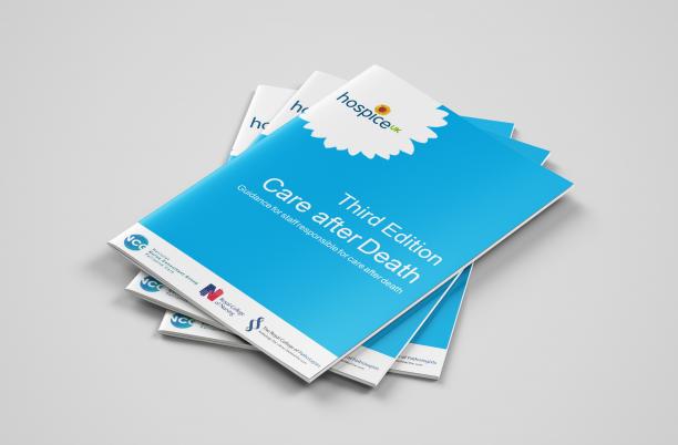 A mockup of printed versions of the Care After Death guidance