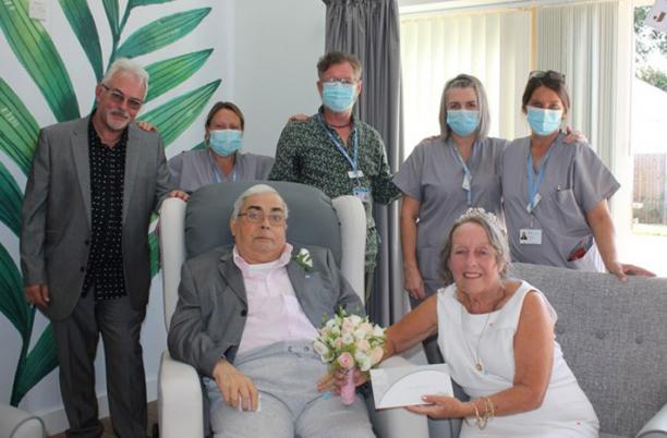 Chas and Shirley on their wedding day at Fair Havens Hospice