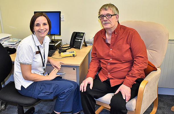 Eddie Atter, attending a clinic at Lindsey Lodge Hospice