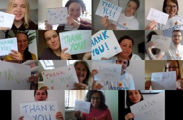 A Zoom thank you from Hospice UK staff