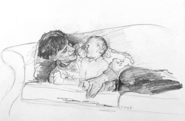 Drawing of Jo and her dad