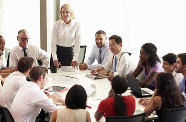A stock photo of a governance meeting