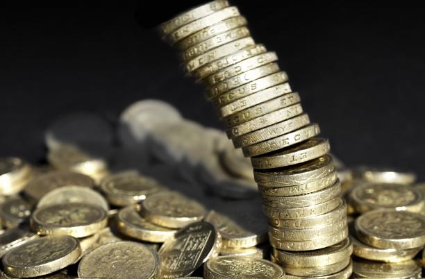 Images of coins falling down