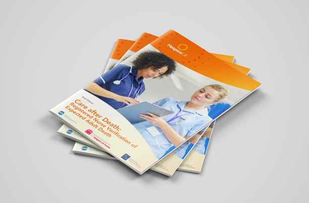 A mockup showing the new front cover of the Care after Death RNVoEAD guidance