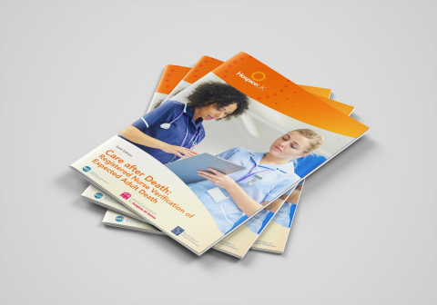 A mockup showing the new front cover of the Care after Death RNVoEAD guidance