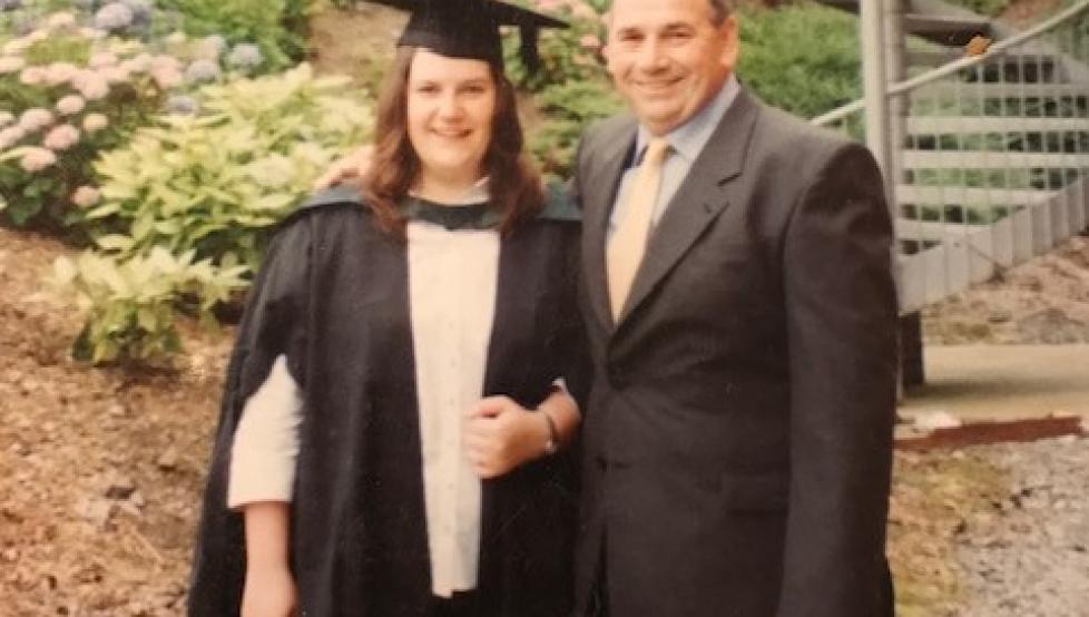 Ruth and her father on her graduation