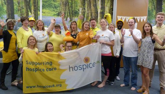 Staff at Hospice UK during a Go Yellow day to raise money for the charity