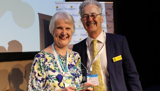 Winner of the Volunteer of the Year award at the 2022 Hospice UK awards is from Hospiscare Exeter: Mary Bolshaw