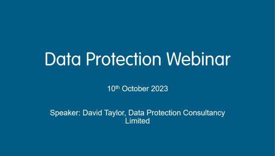 Data protection webinar led by David Taylor
