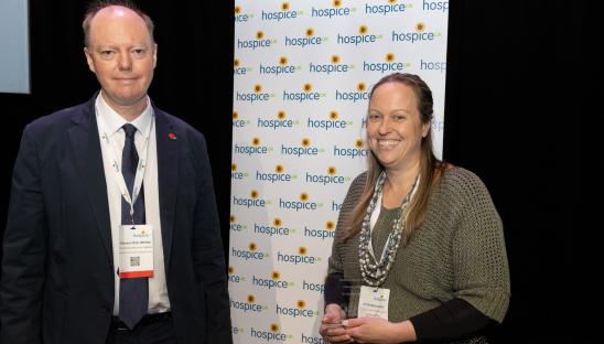The winner of the 2023 Innovator in Care Award was Dr Christine Mott, Acorns Hospices