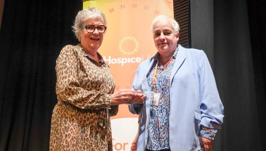 Sophie Andrews OBE, Chief Executive of Noah's Ark Children's Hospice, receives the Michael Howard Hospice Team of the Year award 2024