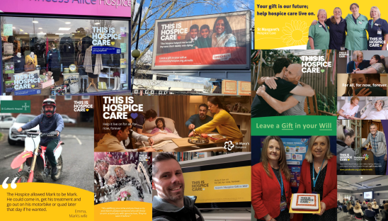 Collage of This Is Hospice Care campaign collateral produced by hospices